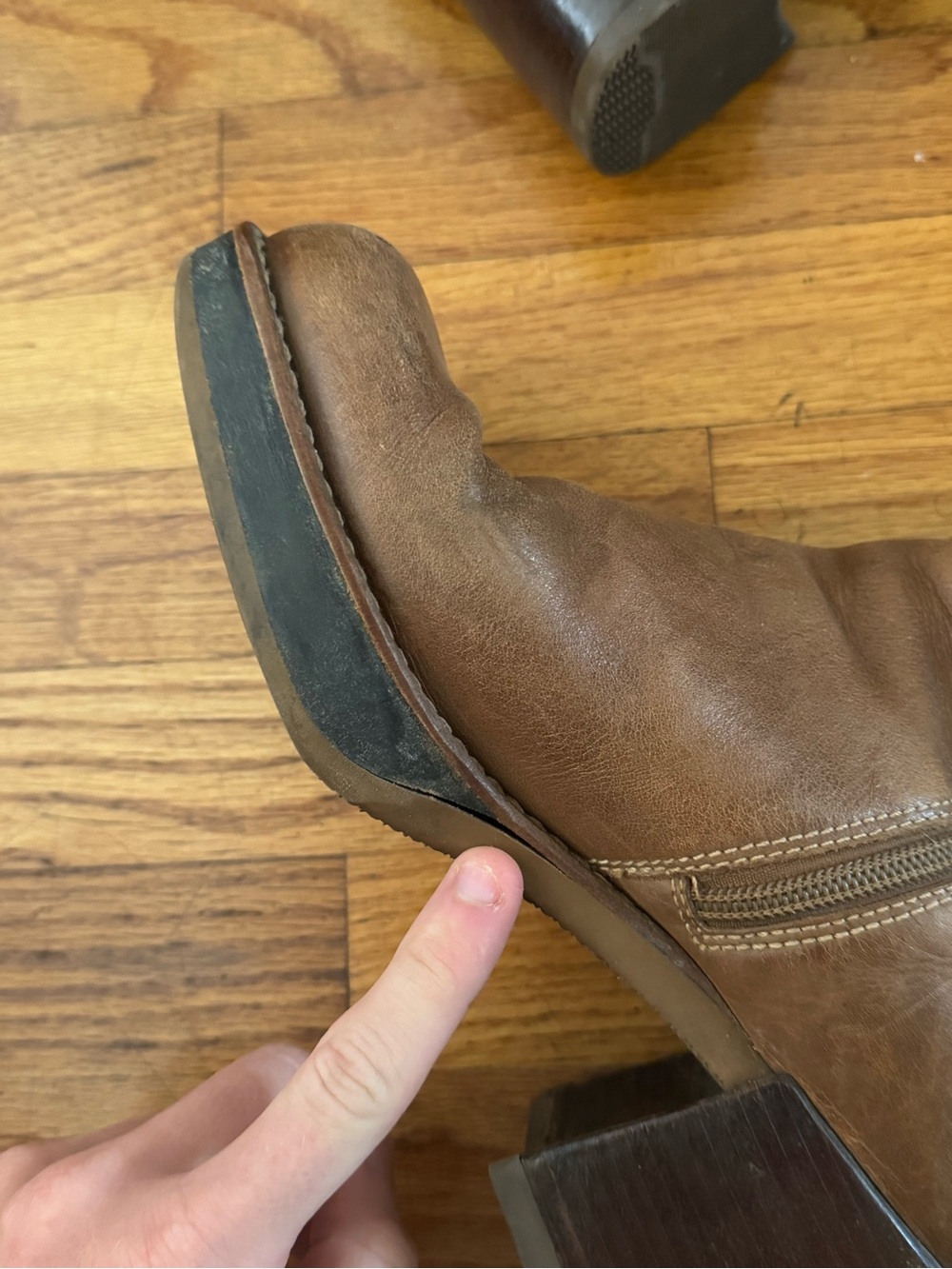 Vintage Y2K Brown Leather Skecher’s Mid-Calf Heeled Boots - Picture 7 of 9